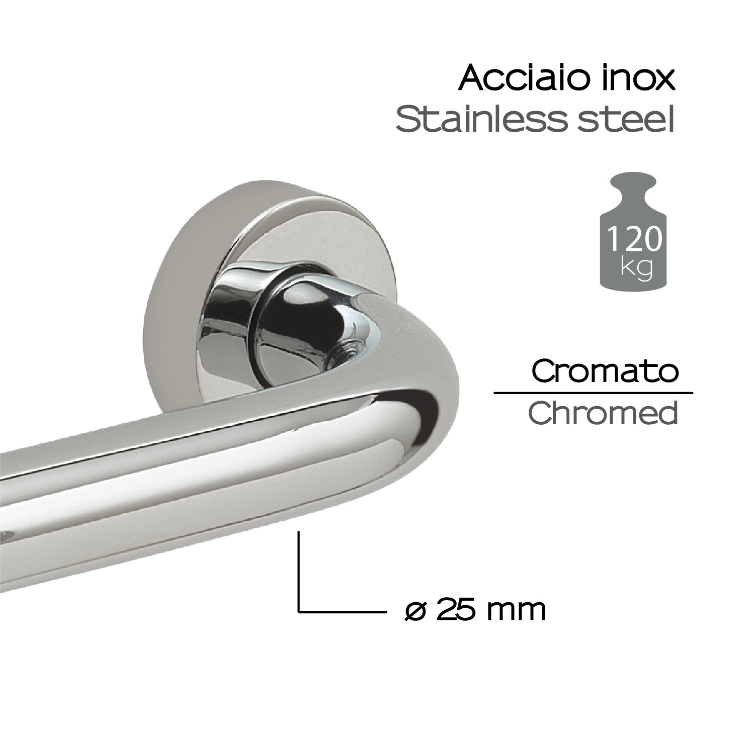 Maniglione 45 cm Up di Gedy in Acciaio Inox - Cromato