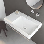 Lavabo rettangolare con piano a sinistra T-Edge 80x47x12 cm Ceramica Globo â€“ Bianco lucido