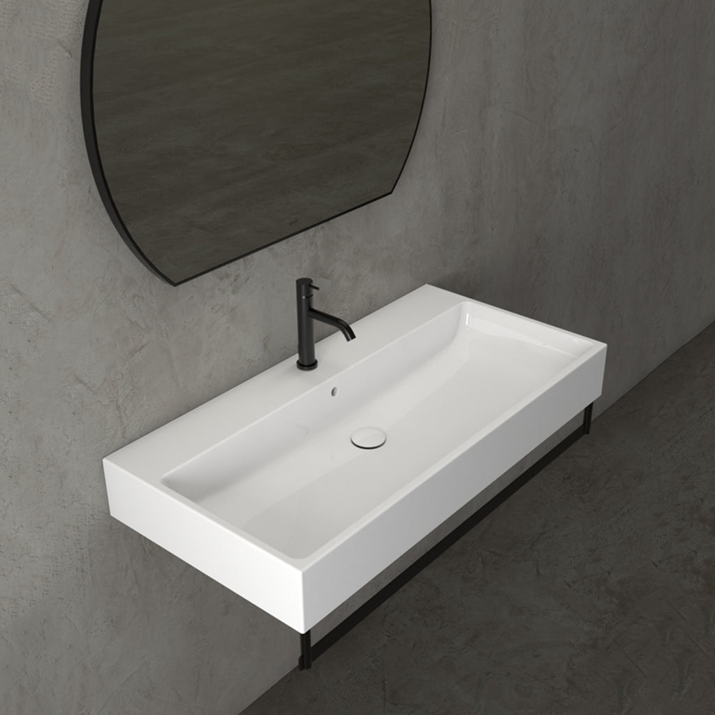 Lavabo rettangolare Stone 100x50x13 cm Ceramica Globo â€“ Bianco lucido