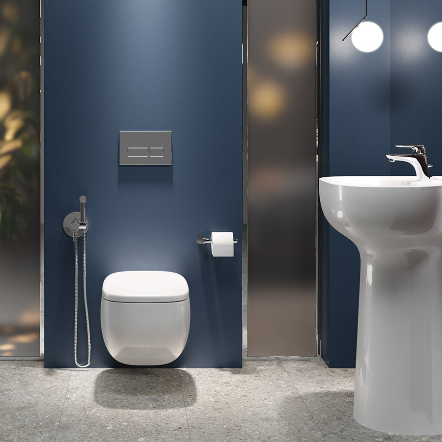 Lavabo autoportante modello Illusion Rak Ceramics con foro per rubinetto cm 54x44
