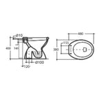 Vaso in ceramica serie Kaila con scarico a pavimento 48x38x40h cm - Bianco