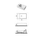 Lavamani rettangolare da appoggio o parete in ceramica bianca lucida 45x25cm serie Slim Square Disegno-Ceramica