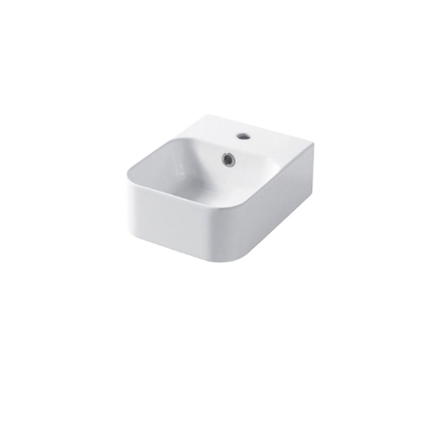 Lavabo rettangolare da appoggio o sospeso in ceramica bianca lucida 25x35cm serie Slim Disegno ceramica