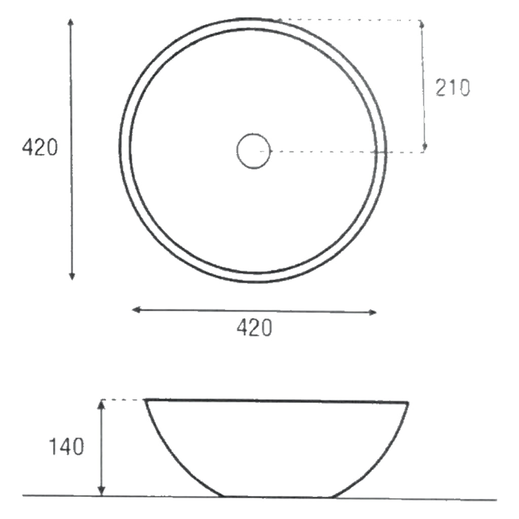 Lavabo da appoggio a ciotola senza troppo pieno serie Duomo cm 42