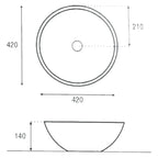 Lavabo da appoggio a ciotola senza troppo pieno serie Duomo cm 42