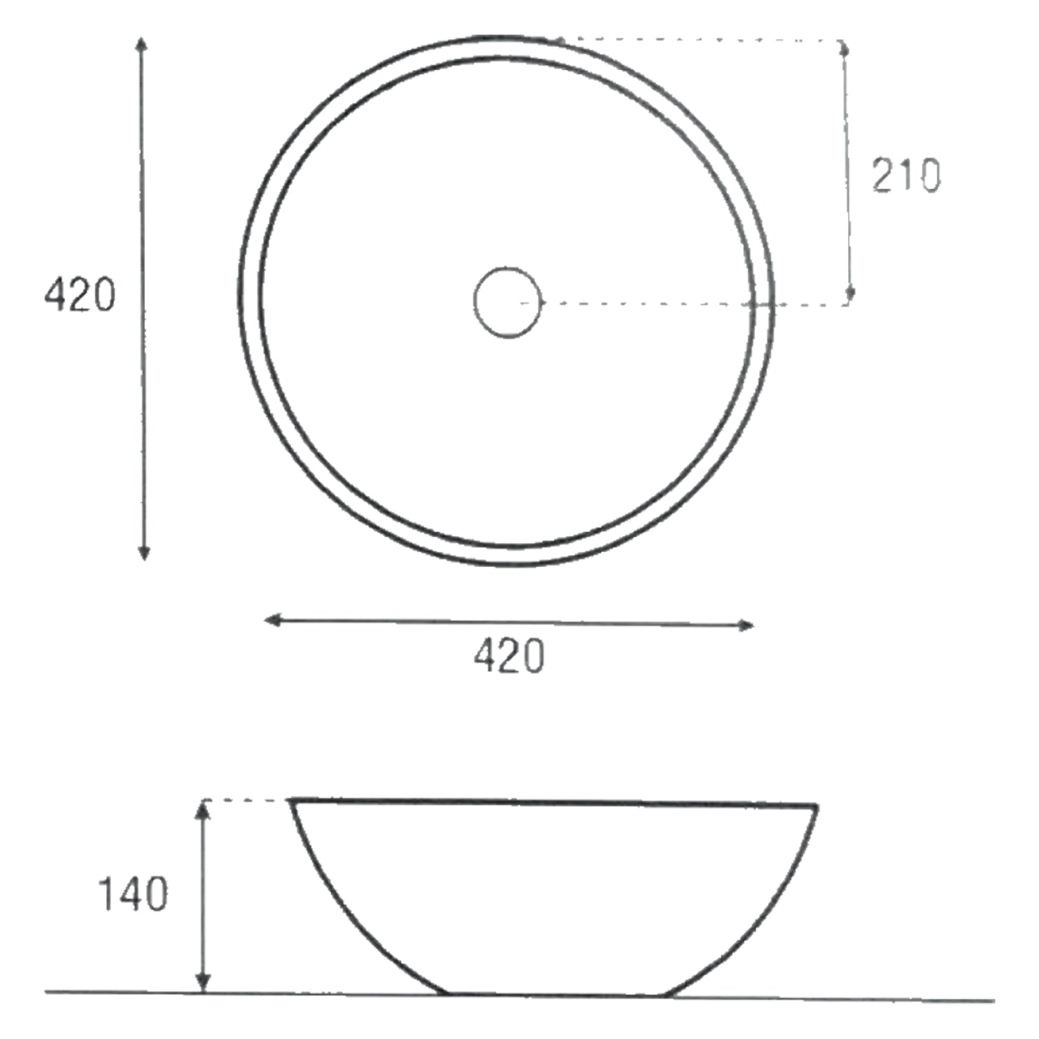 Lavabo da appoggio a ciotola senza troppo pieno serie Duomo cm 42