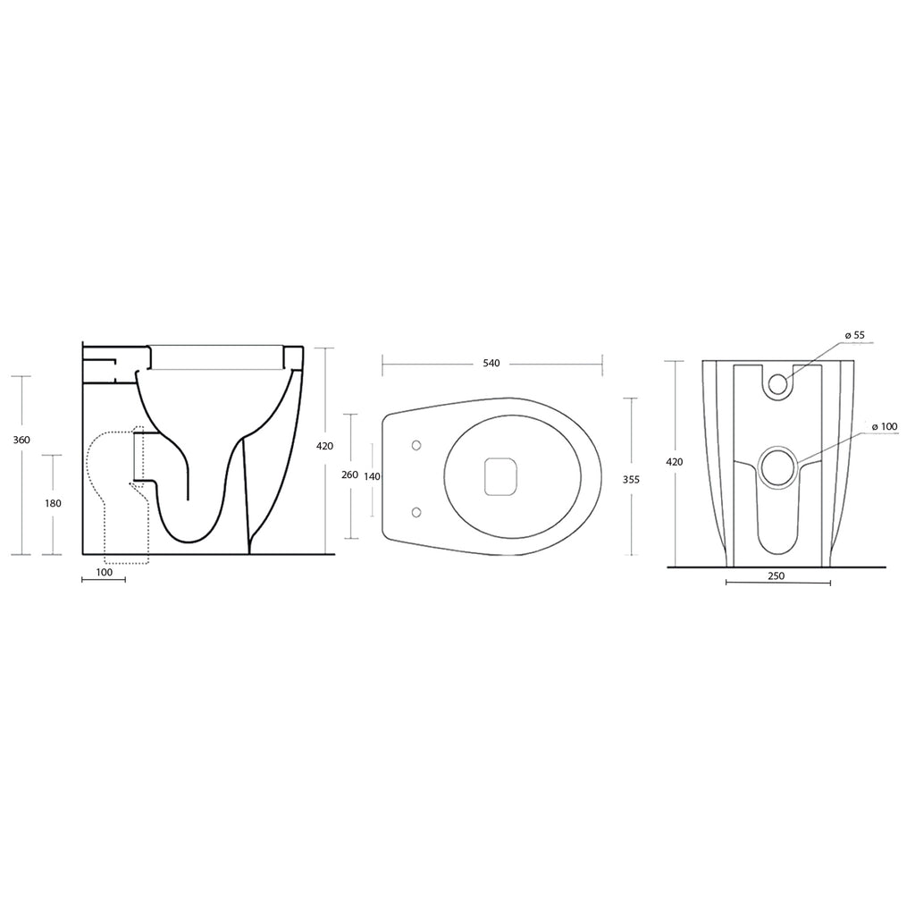 Vaso filomuro con scarico universale e sedile tradizionale serie Duomo cm 54x35