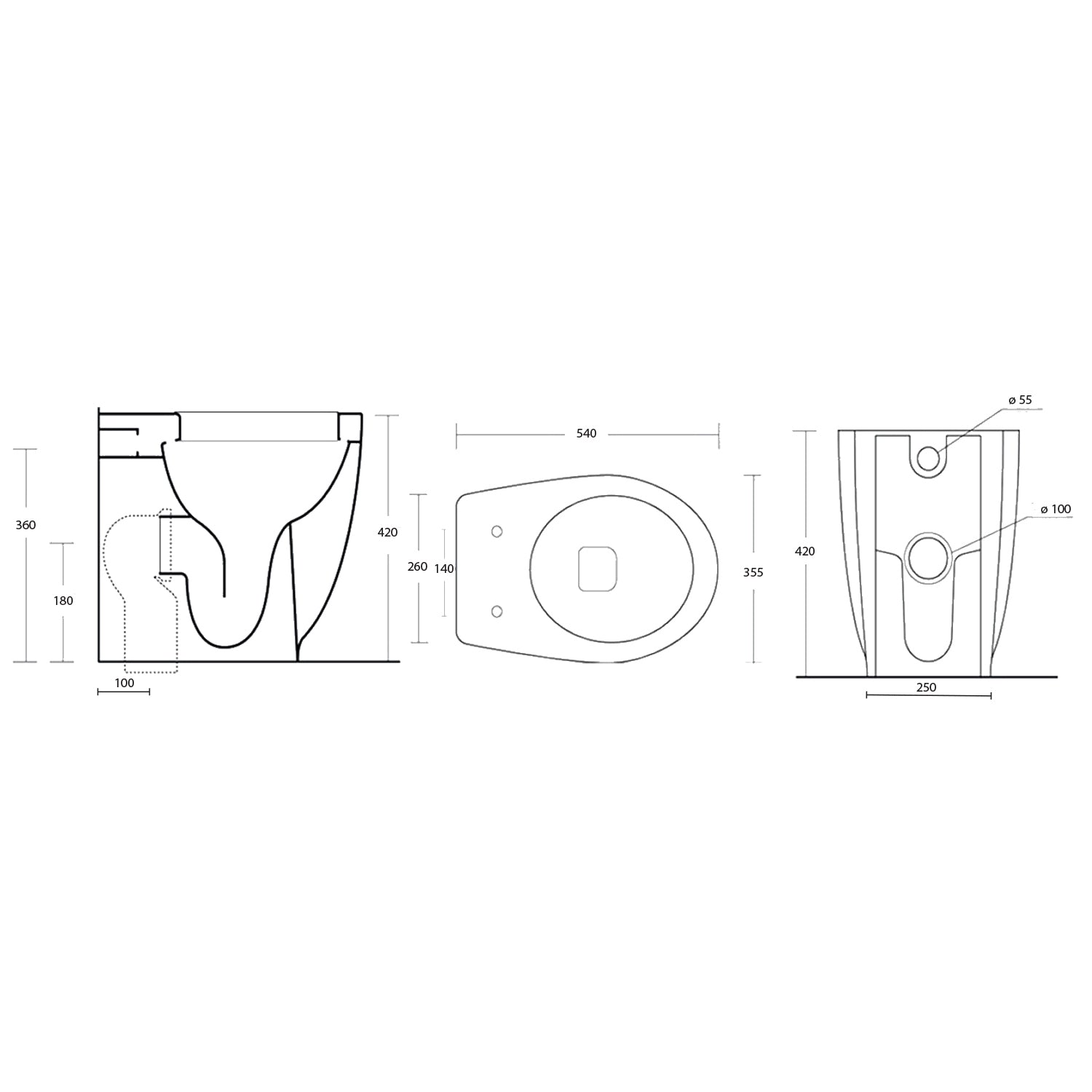 Vaso filomuro con scarico universale e sedile tradizionale serie Duomo cm 54x35