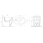 Bidet filomuro in ceramica bianca lucida serie Duomo cm 54