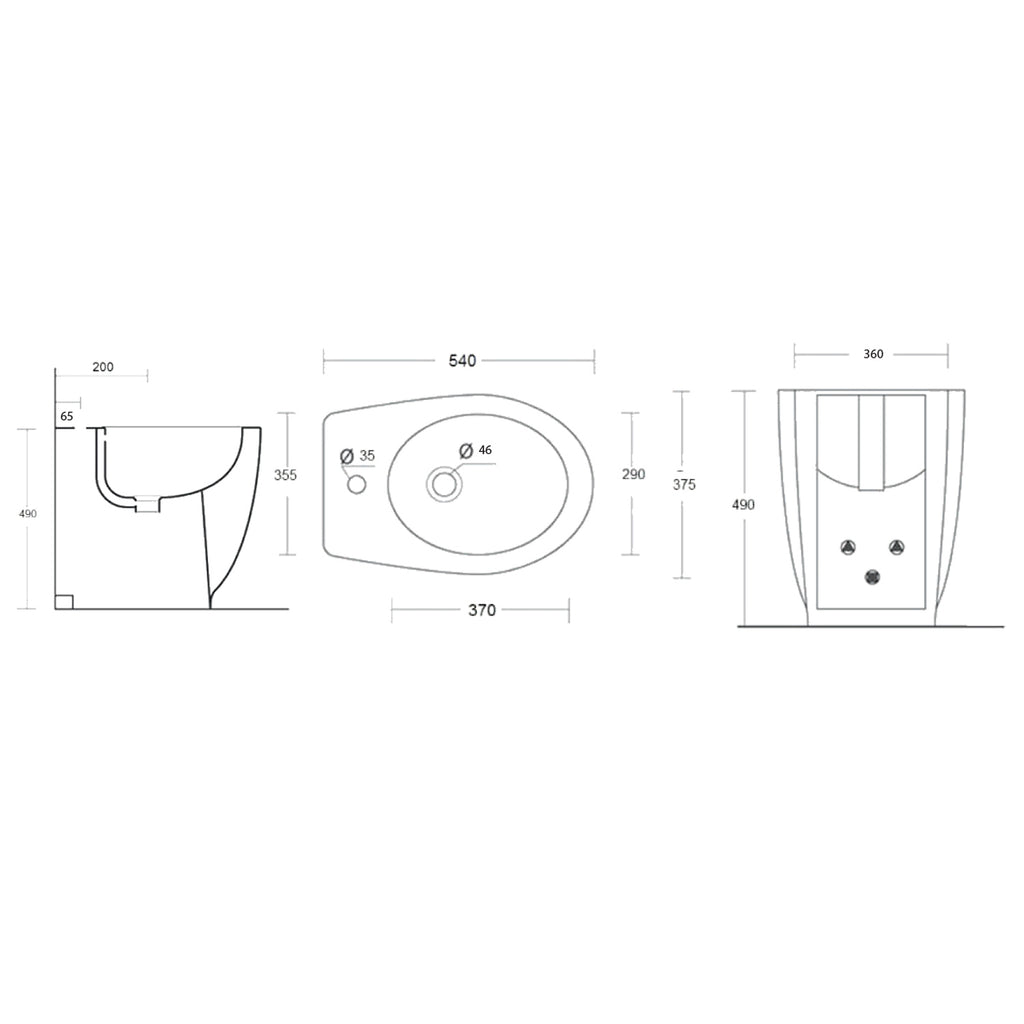 Bidet filomuro in ceramica bianca lucida serie Duomo Plus altezza cm 49
