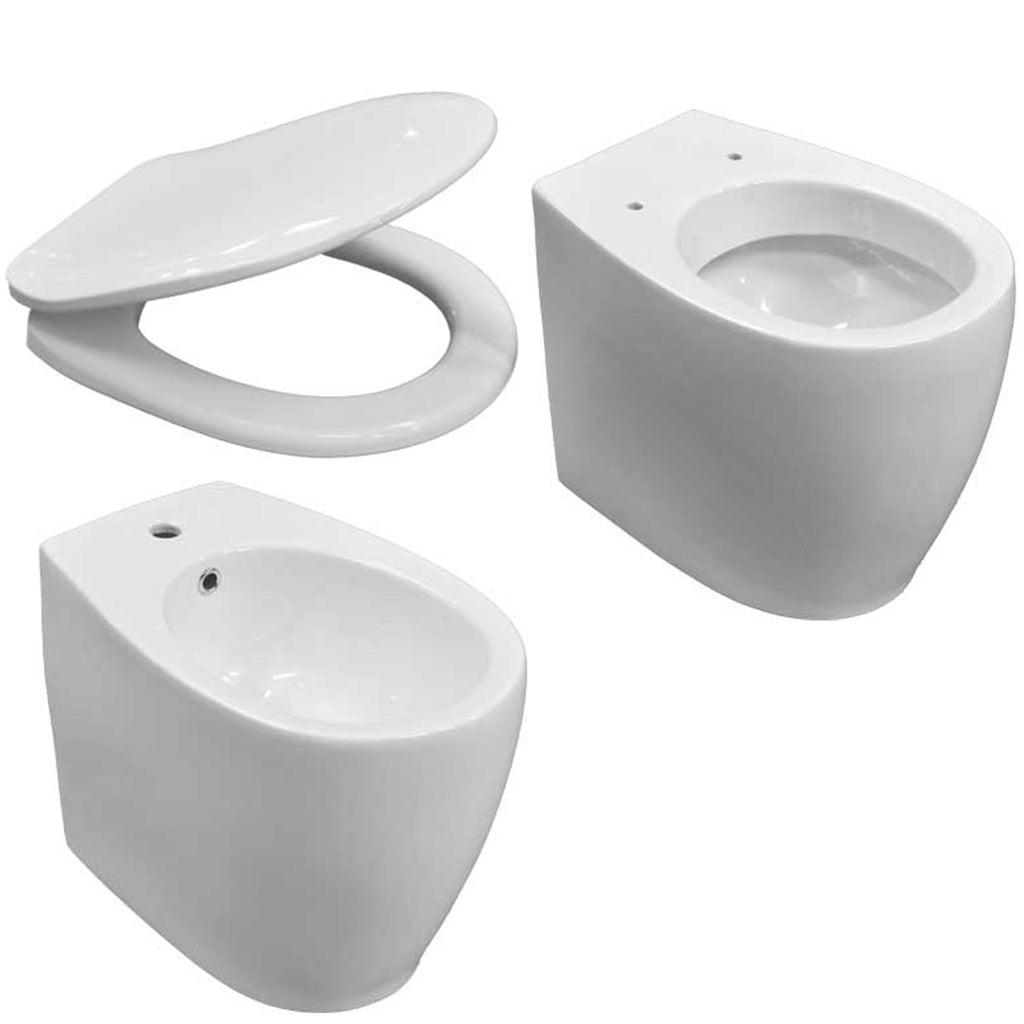 Sanitari filomuro con scarico universale e sedile tradizionale serie Duomo Plus Altezza cm 49