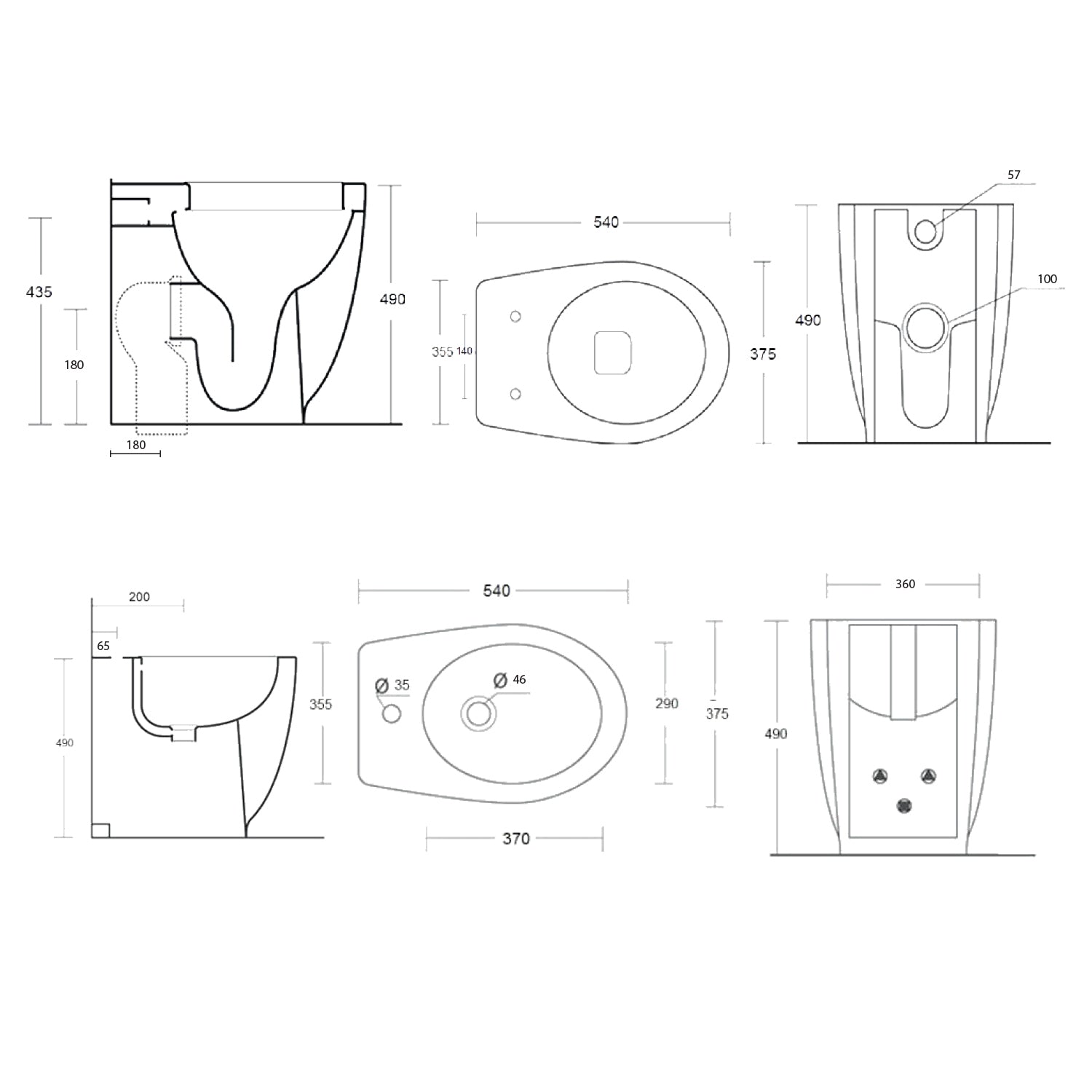 Sanitari filomuro con scarico universale e sedile tradizionale serie Duomo Plus Altezza cm 49