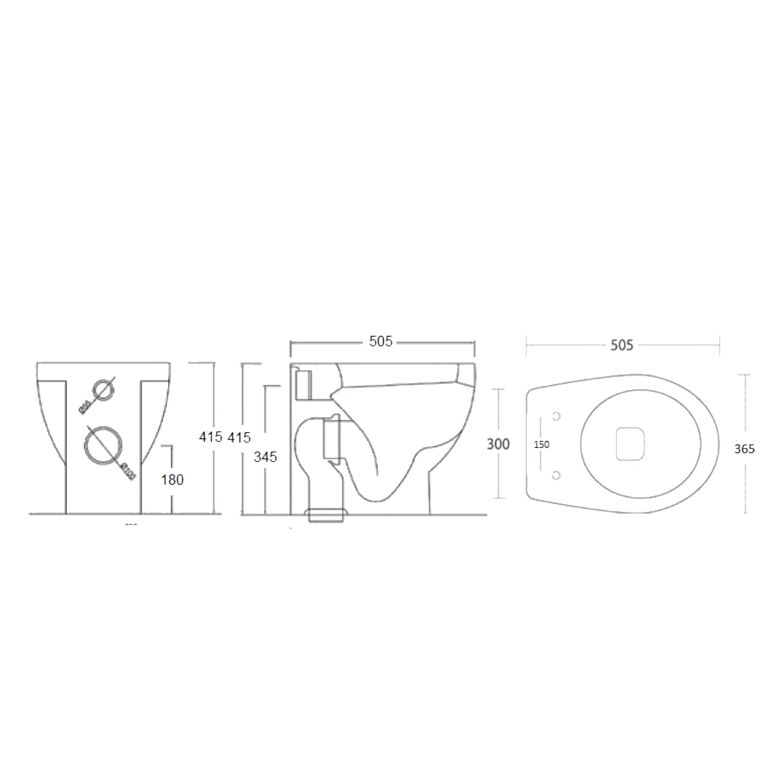 Vaso filomuro con scarico universale e sedile tradizionale serie Colosseo cm 50