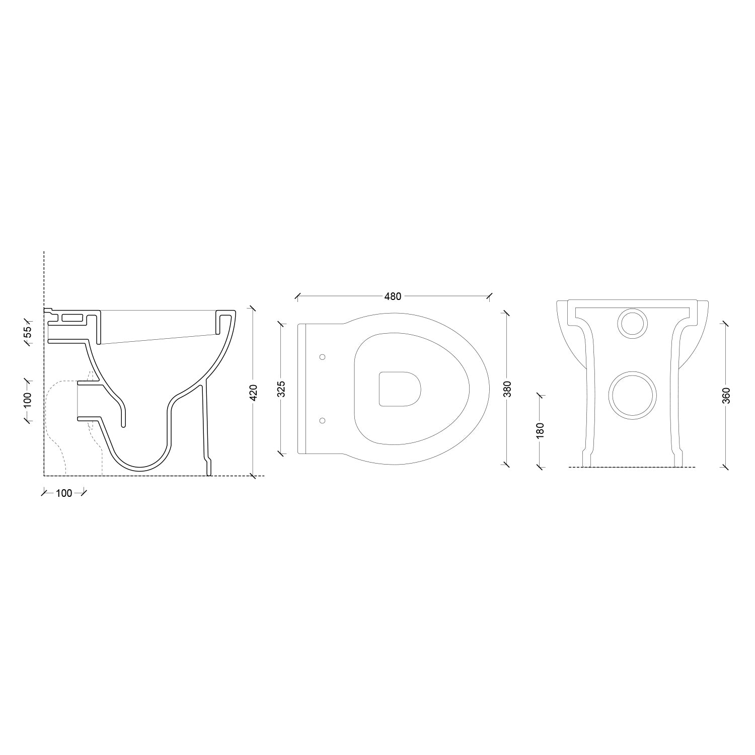 Vaso filomuro con scarico universale e sedile soft close serie Isola cm 48x38 - Bianco Opaco