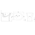 Bidet monoforo installazione filomuro in ceramica serie Isola cm 48x38 - Bianco Opaco