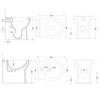 Sanitari filomuro con scarico universale e sedile soft close serie Isola cm 48x38- Nero Opaco