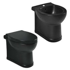 Sanitari filomuro con scarico universale e sedile soft close serie Isola cm 48x38- Nero Opaco