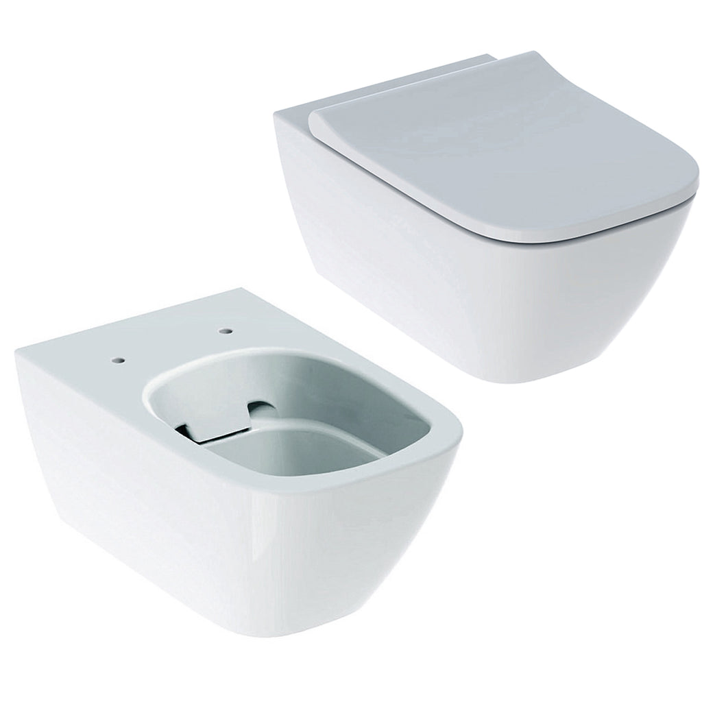 Sanitari sospesi senza brida con sedile tradizionale modello Smyle Geberit cm 54x35