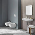 Sanitari sospesi senza brida con sedile tradizionale modello Smyle Geberit cm 54x35