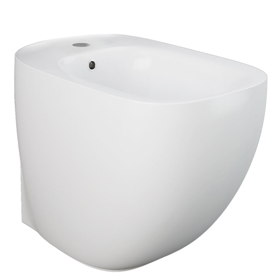 Coppia di sanitari filomuro con wc senza brida modello Illusion di Rak Ceramics compreso coprivaso cm 52