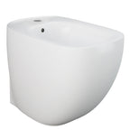 Coppia di sanitari filomuro con wc senza brida modello Illusion di Rak Ceramics compreso coprivaso cm 52