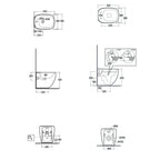 Coppia di sanitari filomuro con wc senza brida modello Illusion di Rak Ceramics compreso coprivaso cm 52