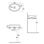 Lavabo da appoggio modello Cloud Rak Ceramics cm 58x40 ceramica bianca lucida
