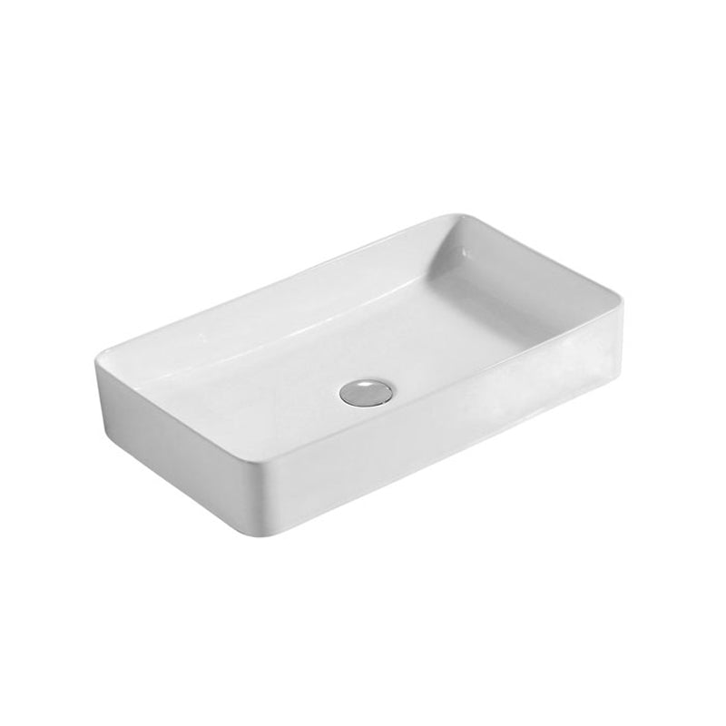 Lavabo da appoggio rettangolare in ceramica bianca 61x41 con bordo sottile