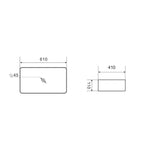 Lavabo da appoggio rettangolare in ceramica bianca 61x41 con bordo sottile