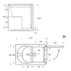 Vasca per anziani modello Light Blue 1015x720x1000 mm apertura a destra
