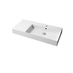 Lavabo da appoggio/sospeso in ceramica bianca lucida serie Slim square Disegno-Ceramica con piano appoggio sulla sinistra