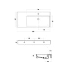 Lavabo da appoggio/sospeso in ceramica bianca lucida serie Slim square Disegno-Ceramica con piano appoggio sulla sinistra