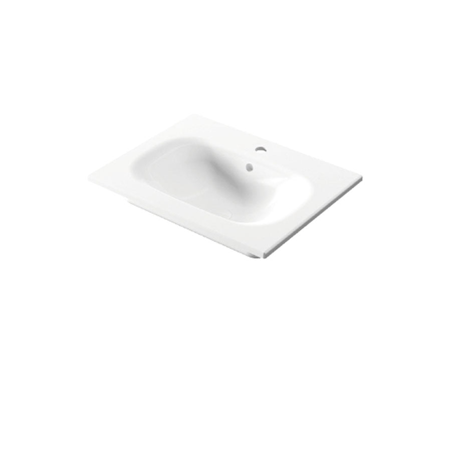 Lavabo da incasso rettangolare in ceramica bianca lucida 61x46cm serie Soft Disegno-Ceramica