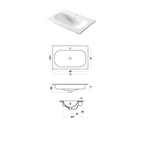 Lavabo da incasso rettangolare in ceramica bianca lucida 71x46cm serie Soft Disegno-Ceramica