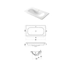 Lavabo da incasso rettangolare in ceramica bianca lucida 91x46cm serie Soft Disegno-Ceramica