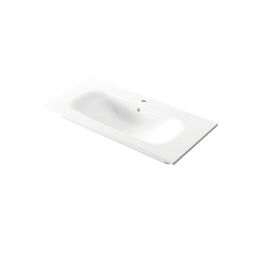 Lavabo da incasso rettangolare in ceramica bianca lucida 96x46cm serie Soft Disegno-Ceramica