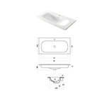 Lavabo da incasso rettangolare in ceramica bianca lucida 96x46cm serie Soft Disegno-Ceramica