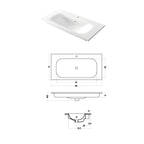 Lavabo da incasso rettangolare in ceramica bianca lucida 101x51cm serie Soft Disegno-Ceramica