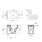 Sanitari filomuro Experience-bidet wc senza brida con scarico traslato e sedile soft close 54