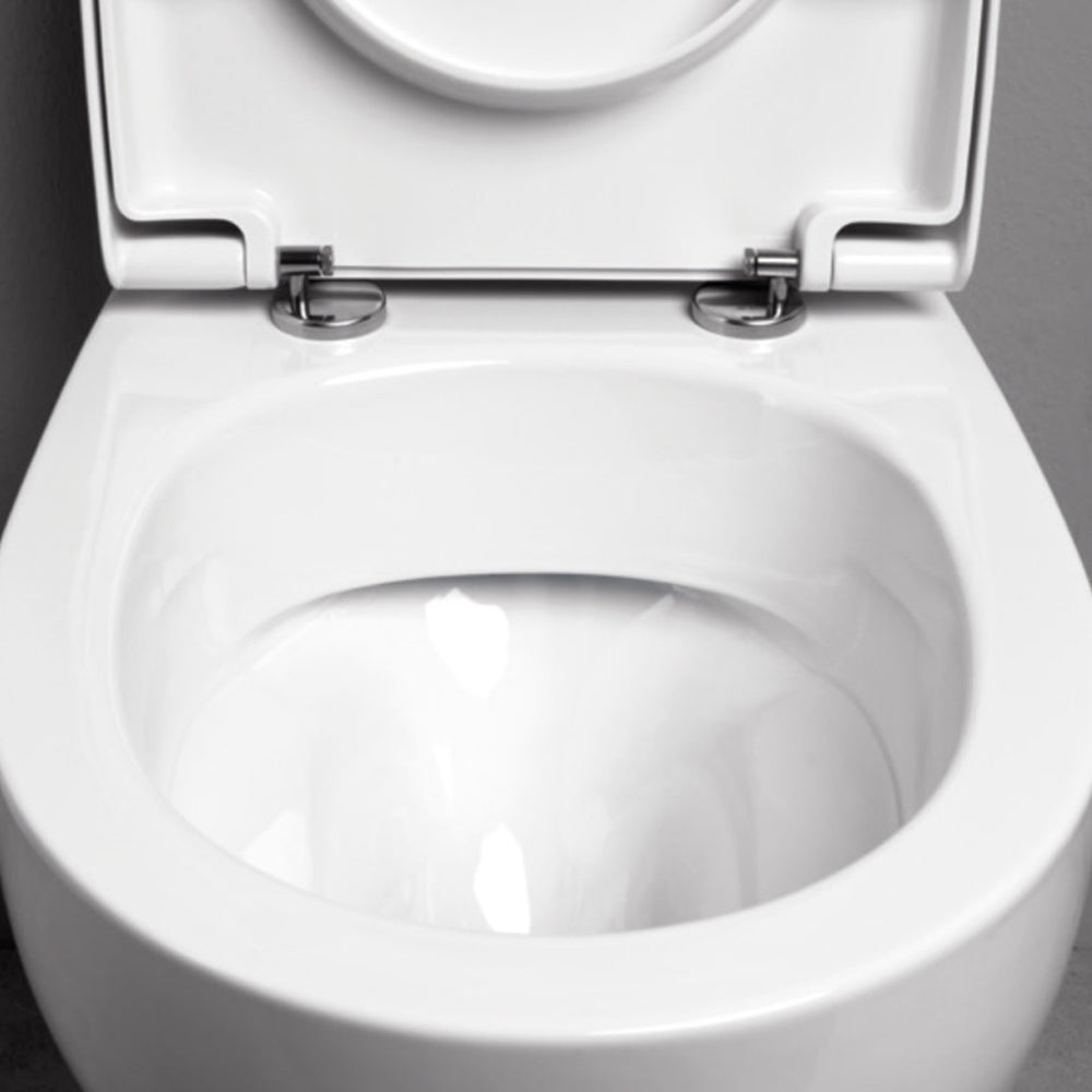 Sanitari filomuro Experience-bidet wc senza brida con scarico traslato e sedile tradizionale 54