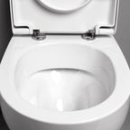 Sanitari filomuro Experience-bidet wc senza brida con scarico traslato e sedile tradizionale 54