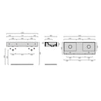 Lavabo lavatrucco doppia vasca Domus Falerii 120x46 cm installazione sospesa o da appoggio