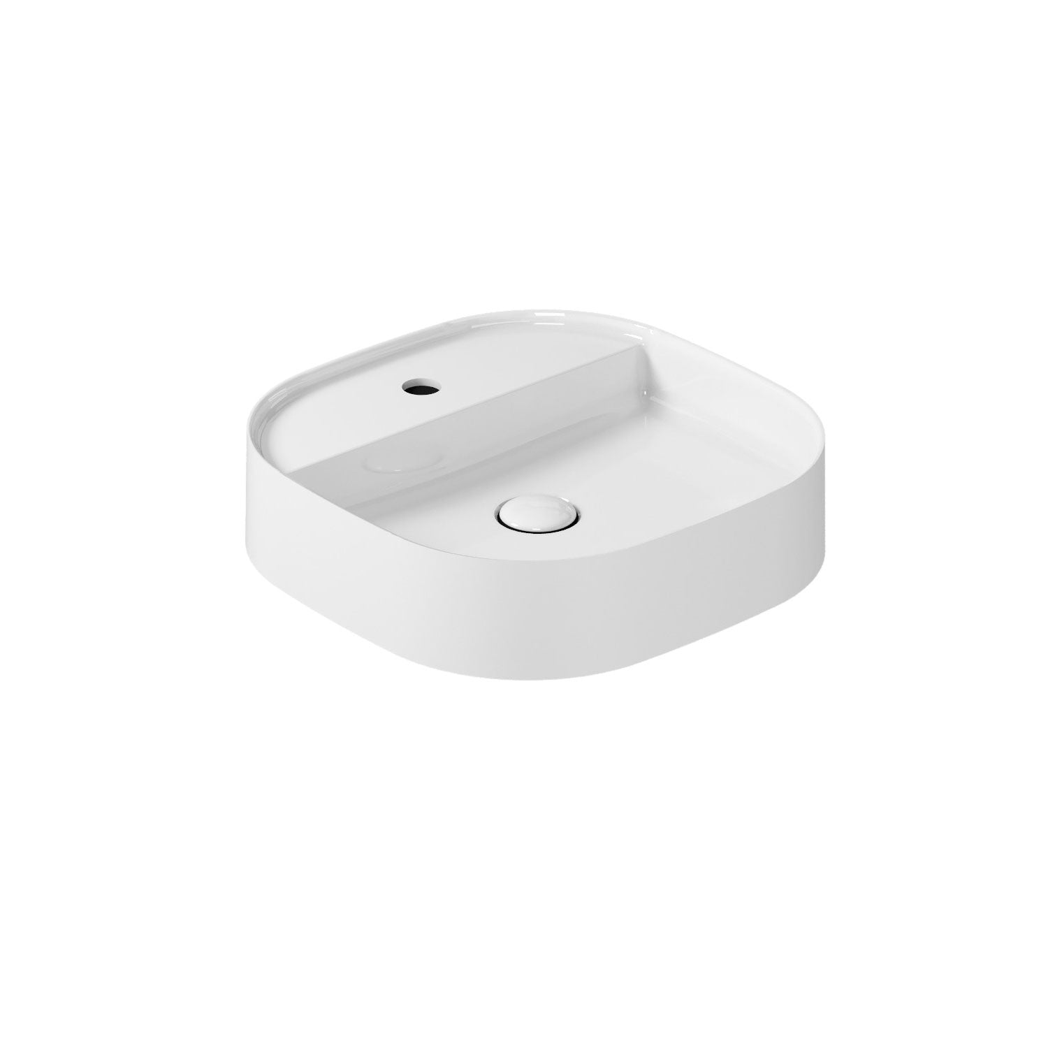 Lavabo da appoggio con angoli stondati serie Smart-B di Ceramica Galassia -  Bianco lucido 45cm