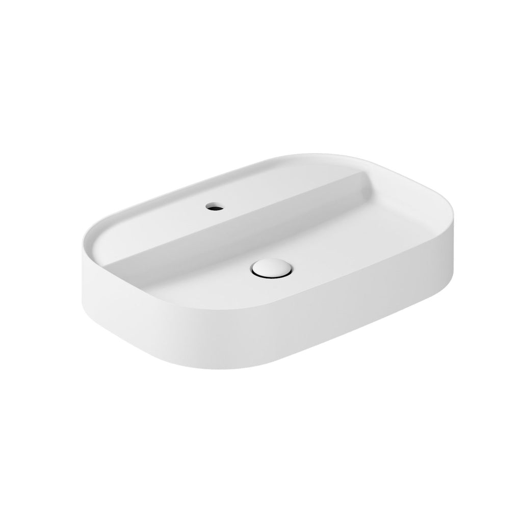 Lavabo da appoggio rettangolare con angoli stondati serie Smart-B di Ceramica Galassia -  Bianco matt 65x45cm