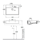 Lavabo da appoggio squadrato Ceramica Azzurra Elegance 60x45 cm con foro - Cotone opaco