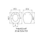 Sedile wc in termoindurente per vaso Eos serie Mistral con cerniere regolabili normal close