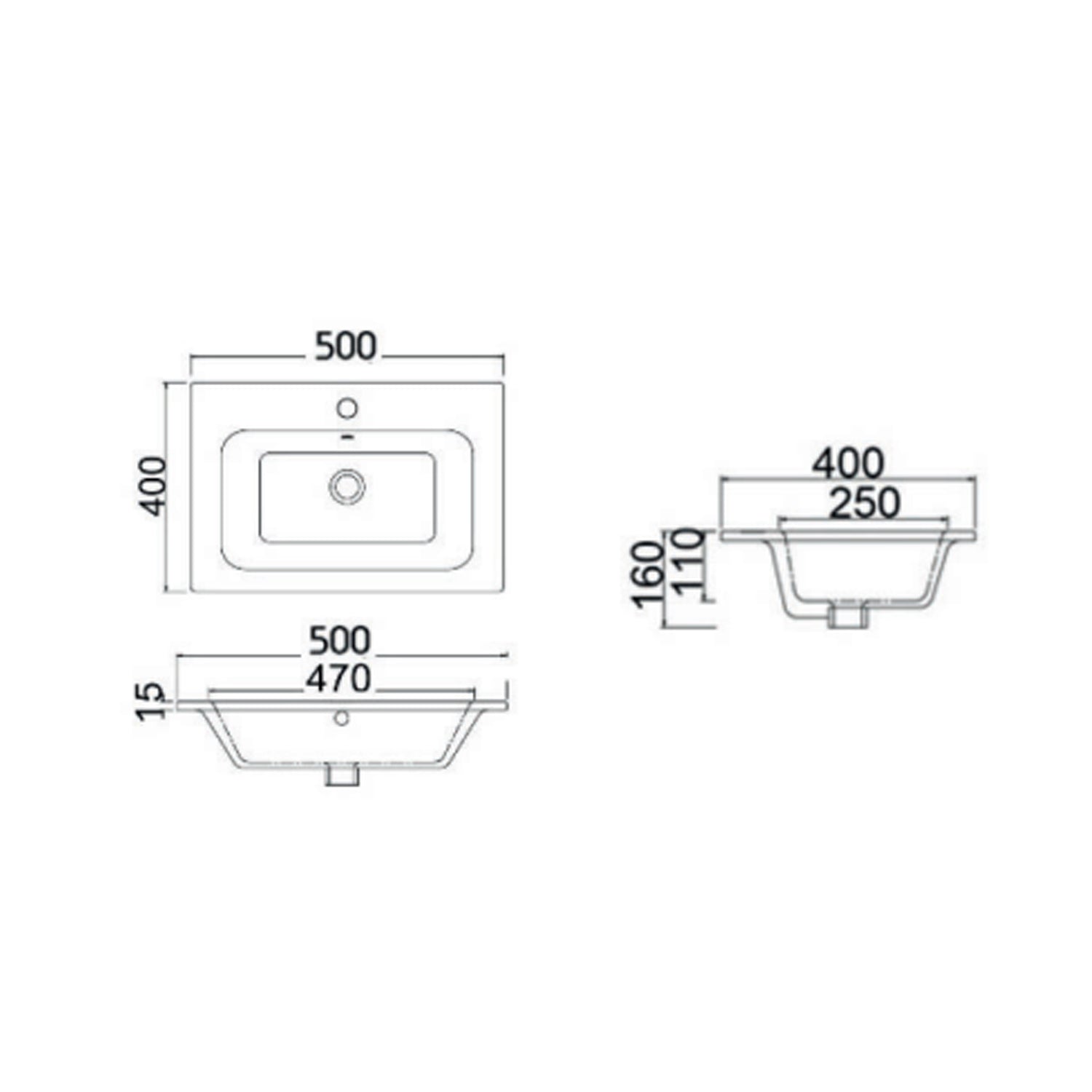 Consolle in ceramica con troppo pieno BathCore 50x40 cm - Bianco lucido