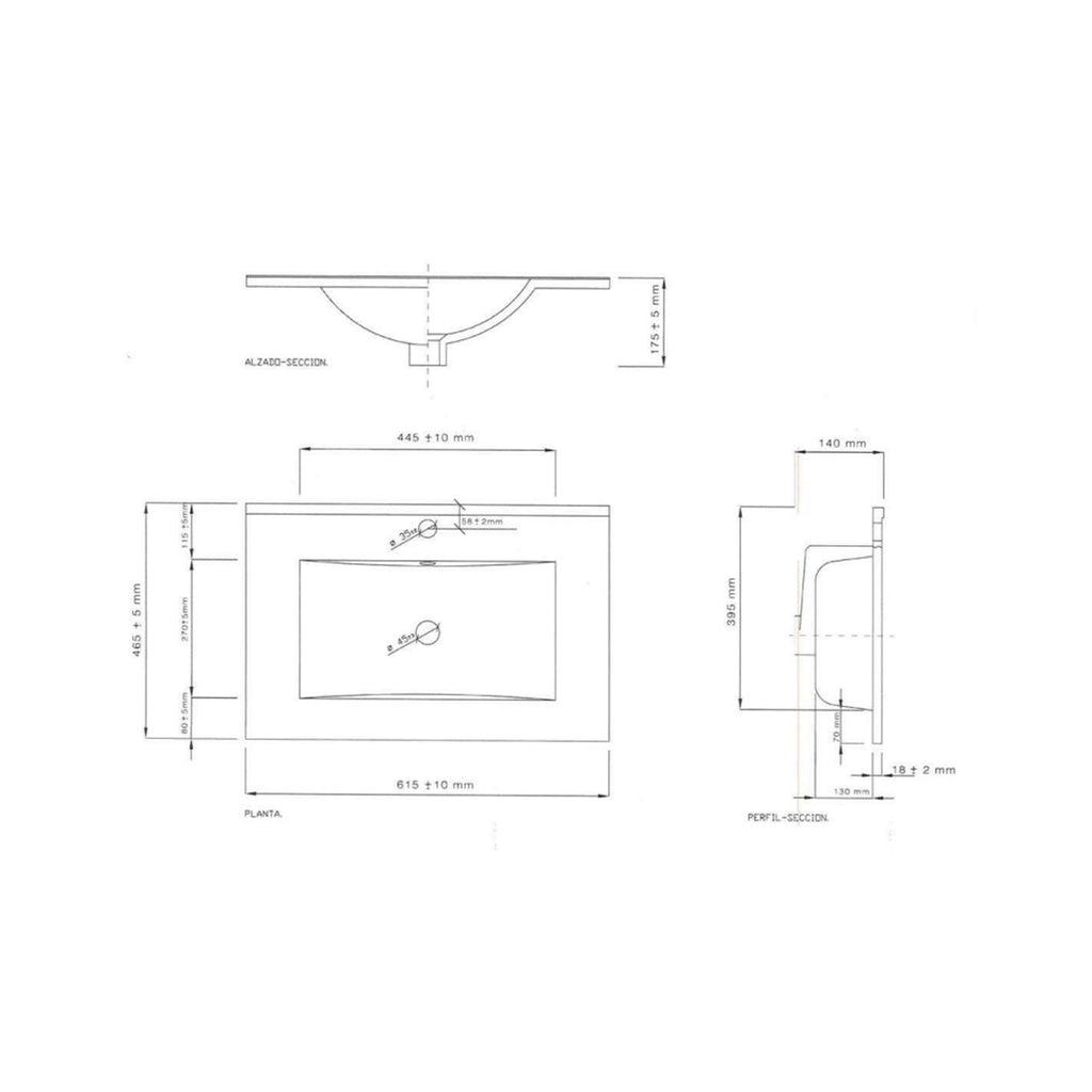 Lavabo in ceramica BathCore 60x45 cm - Bianco