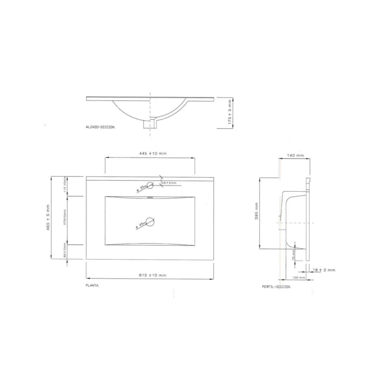 Lavabo in ceramica BathCore 60x45 cm - Bianco