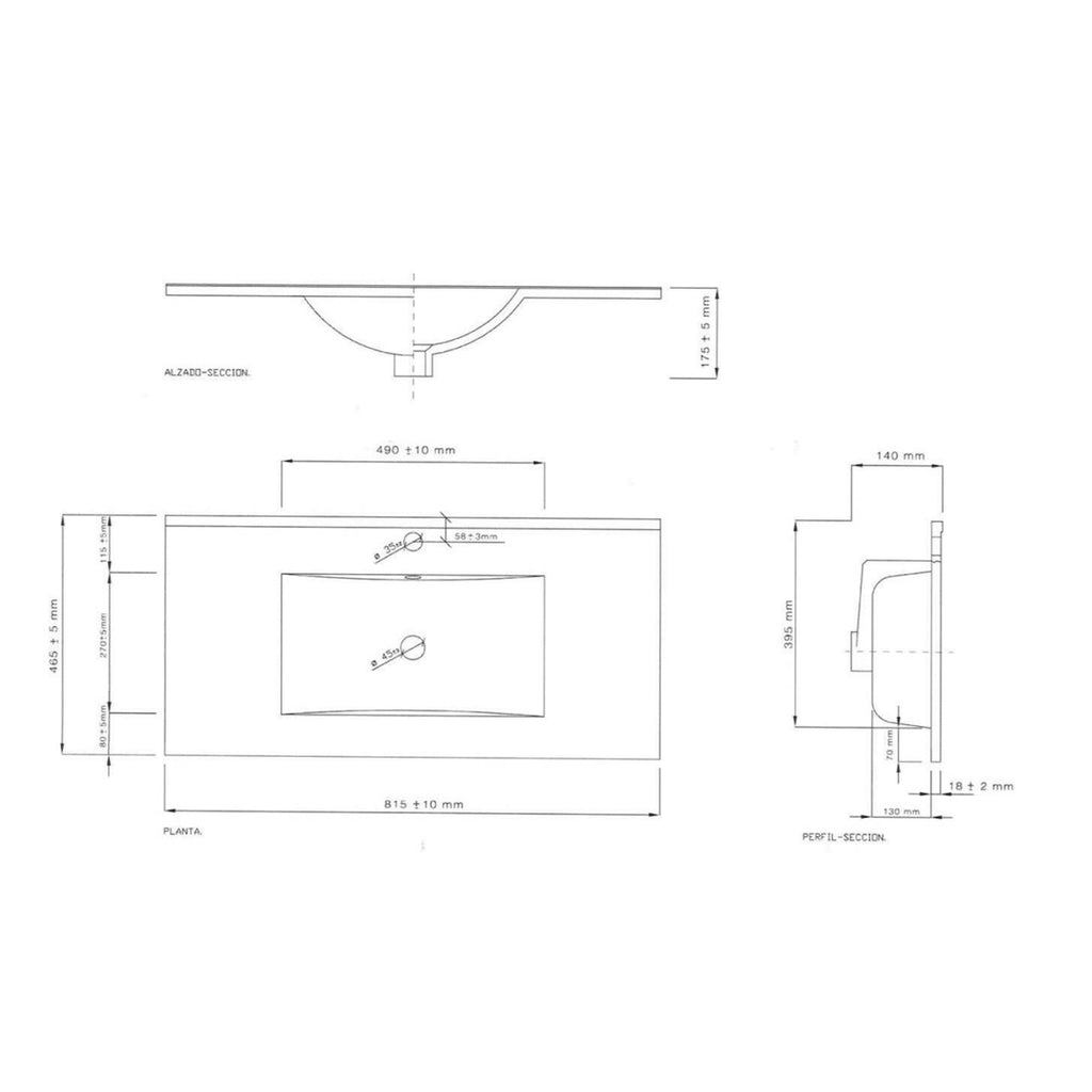 Lavabo in ceramica BathCore 80x45 cm - Bianco